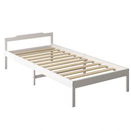 Wooden Bed Frame Single Size Mattress Base Solid Wood White