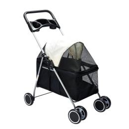 Pet Stroller Dog Pram Large Travel Pushchair Foldable Carrier Black
