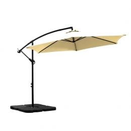 3M Outdoor Umbrella Cantilever with Base Stand UV Shade Garden Patio