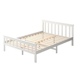 Wooden Bed Frame Queen Size Mattress Base White