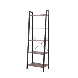 5 Tier Bookshelf Industrial Ladder Shelf Wooden Storage Display Rack