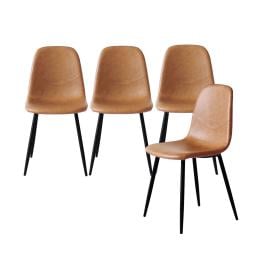 4x Dining Chairs Kitchen Table Lounge Room Padded Seat PU Leather