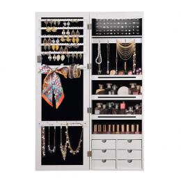 Jewellery Cabinet Mirror Mirrored Organizer Box Stand White