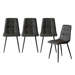 4x Dining Chairs Kitchen Table  Lounge Room Padded Seat PU Leather