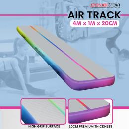 Powertrain 4m x 1m Air Track Mat Gymnastics Exercise Inflatable - Rainbow