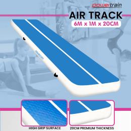 Powertrain 6m x 1m x 20cm Air Track Inflatable Tumbling Gymnastics Mat - Blue White
