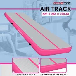 Powertrain 6m x 2m x 20cm Air Track Gymnastics Mat Tumbling Exercise - Grey Pink