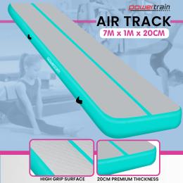 Powertrain 7m x 1m x 20cm Air Track Inflatable Gymnastics Mat Tumbling - Grey Green