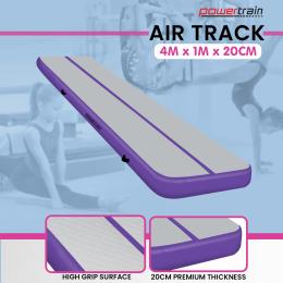 Powertrain 4m x 1m x 20cm Air Track Inflatable Tumbling Mat Gymnastics - Purple Grey