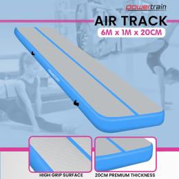 Powertrain 6m x 1m x 20cm Air Track Inflatable Gymnastics Tumbling Mat - Blue