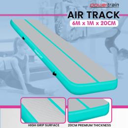 Powertrain 6m x 1m x 20cm Air Track Inflatable Gymnastics Tumbling Mat - Green