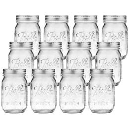 12 Pieces Canning Jars - 480ml Mason Jar Empty Glass Spice Bottles