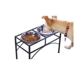 Dual Elevated Raised Pet Feeder Bowl Stainless - Medium