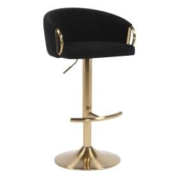 Winfrey Gas Lift Bar Stool Kitchen Backrest Velvet - Black