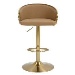 Jensen Gold Gas Lift Bar Stool Kitchen Backrest Faux Leather - Oak