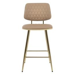 Osaka Gold Bar Kitchen Stool Backrest Faux Leather - Khaki
