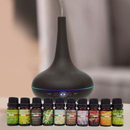 Aroma Diffuser Set With 10 Pack Diffuser Oils Humidifier Dark Wood