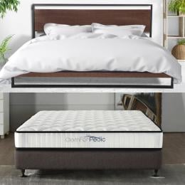 Wood Bed Frame With Mattress Package Deal Set - Double - White  Brown