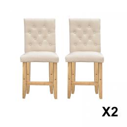 Hamptons Cream Chairs Kitchen Dining Chair Bar Stool - Two Pack Cream