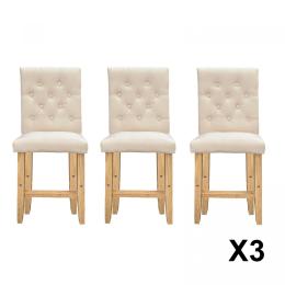 3x Hamptons Cream Chairs Kitchen Dining Chair Bar Stool Cream