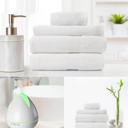 PureSpa Diffuser White And 4 Pack Bamboo Towels White Bundle