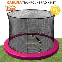 Kahuna 12ft Trampoline Pad and Net - Pink