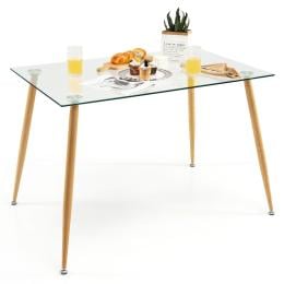 Rectangular Dining Table With Tempered Glass Tabletop