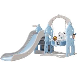 Kids 170cm Slide & Swing Set Playground Basketball Hoop Outdoor Blue