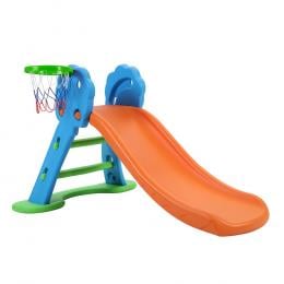 Kids Slide with Basketball Hoop with Ladder Base Outdoor Playground