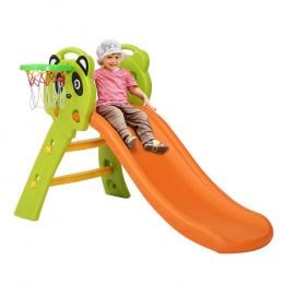 Kids Slide Basketball Hoop Activity Center Outdoor Toddler Play Orange