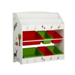 Kids Bookshelf Toy Box Organiser 6 Bins Display Shelf Storage Box