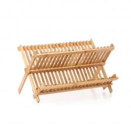 Foldable Bamboo Dish Drying Rack Plate Cup Drainer Tray