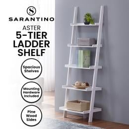 Sarantino Aster 5-Tier Ladder Shelf - White