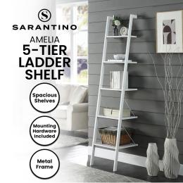Sarantino Amelia 5-Tier Ladder Shelf - White