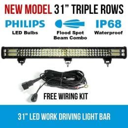 Elinz 31in Inch Led Light Bar 3 Rows Work Driving Flood Spot Combo