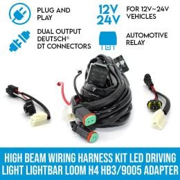Elinz High Beam Wiring Harness Kit Led Driving Light Lightbar Loom