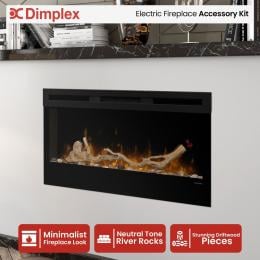 Dimplex 34-inch Linear Fireplace Driftwood and River Rock Accessory Package