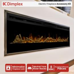 Dimplex 74-inch Linear Fireplace Driftwood and River Rock Accessory Package
