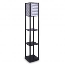 Sarantino Etagere Floor Lamp Diamond Design Fabric Shade Shelves Black