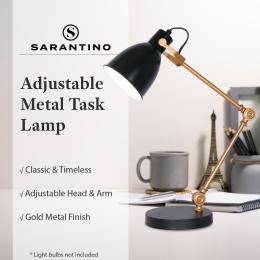 Sarantino Adjustable Metal Table Lamp in Black and Gold