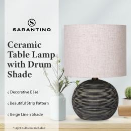 Sarantino Ceramic Table Lamp with Drum Shade - Antique Black