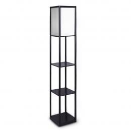 Sarantino Etagere Floor Lamp Shelves in Black Frame with Fabric Shade