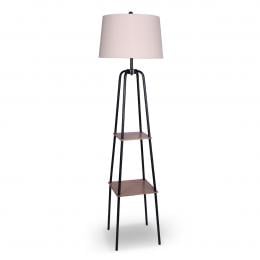 Sarantino Metal Etagere Floor Lamp Shade in Wood Grain Finish