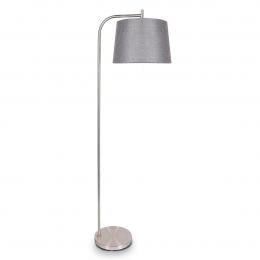 Sarantino Metal Task Floor Lamp Shade Nickel Finish Grey Linen Fabric