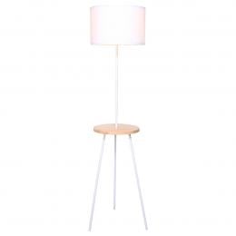 Sarantino Metal Tripod Floor Lamp Shade with Wooden Table Shelf