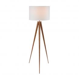 Sarantino Metal Tripod Floor Spot Lamp Shade Drum in Wooden Finish