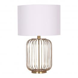 Sarantino Rose Gold Table Lamp with Linen Drum Shade