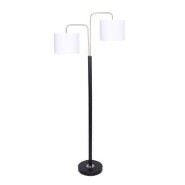 Sarantino 2-Shade Metal Floor Lamp - Black & Gold