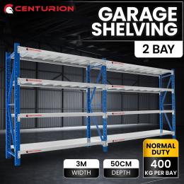 Centurion Standard 2 Bay 1.5M Wide Long-Span Garage Shelving 400kg