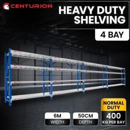 Centurion Standard 4 Bay 6M Wide Heavy Duty Shelving 400kg
